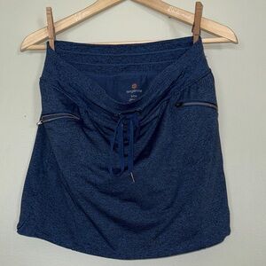 Tangerine Navy Skirt with Drawstring and Zipper Details